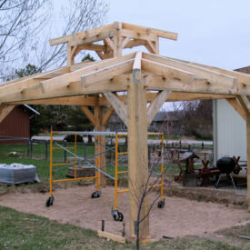 Timber Frame Pavilion in Fort Collins, Colorado.