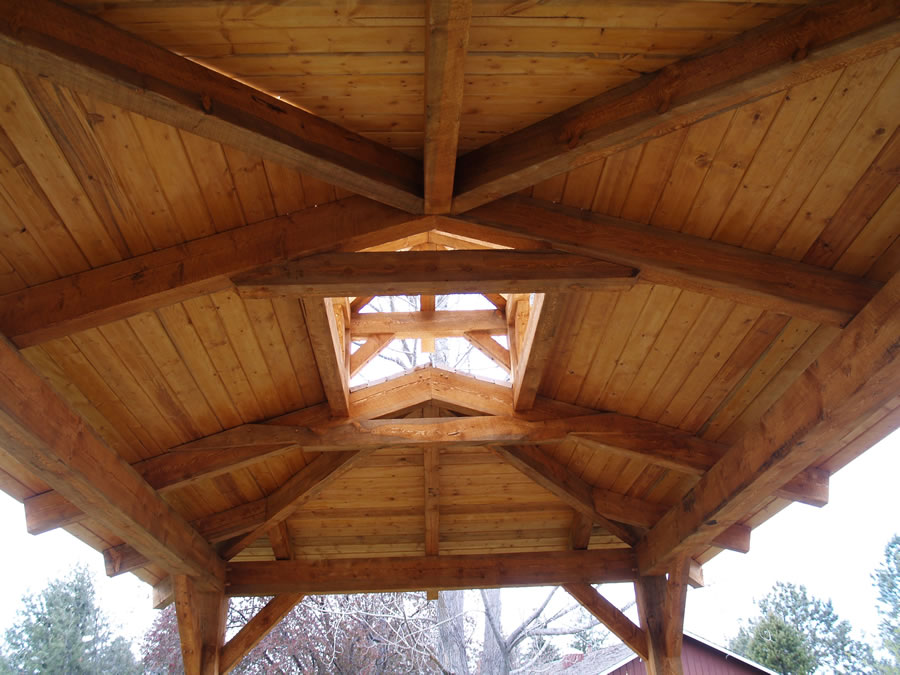 Timber Frame Pavilion in Fort Collins, Colorado.