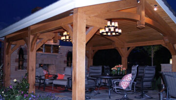 Timber Frame Outdoor Kitchen in Greenwood Village, Colorado.